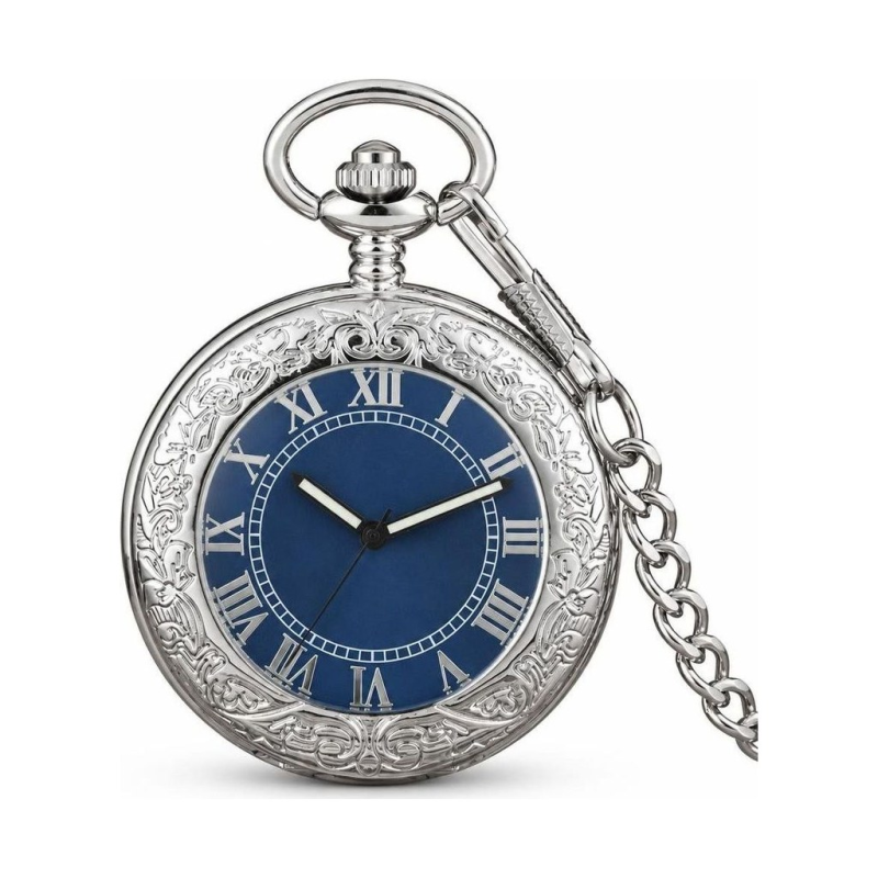 Automatische Taschenuhr mit blauem Zifferblatt