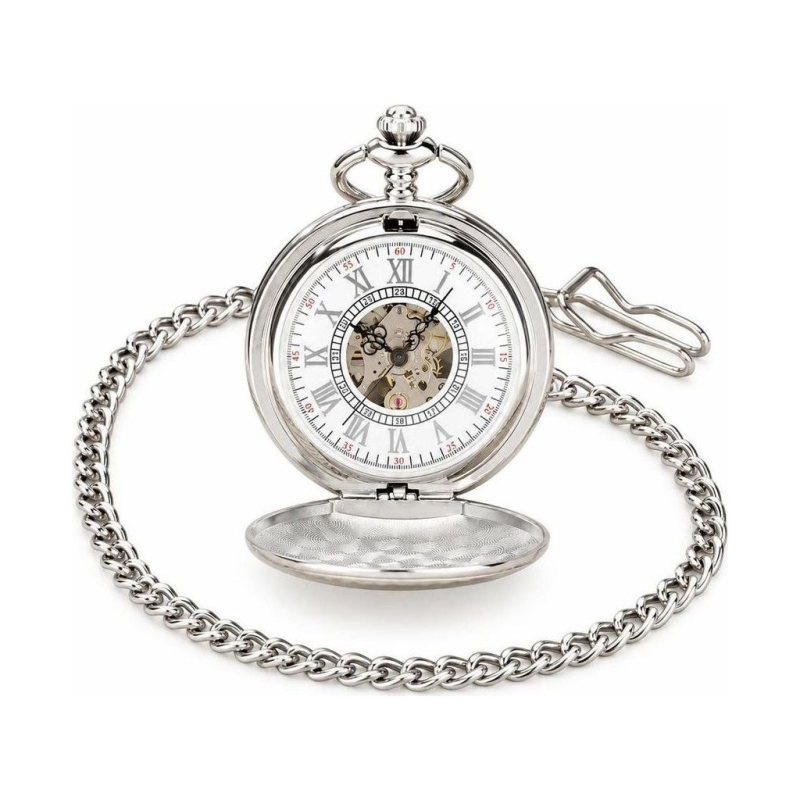 Automatische Taschenuhr mit silbernem Klappdeckel