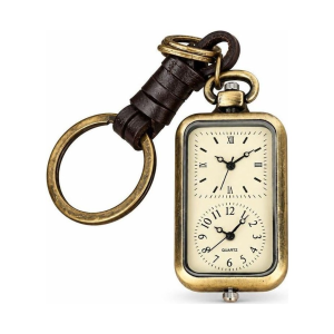 Bronze-Taschenuhr als Schlüsselanhänger mit 2 Zifferblättern