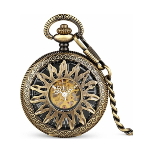 Bronze-Taschenuhr mit Skelettzifferblatt