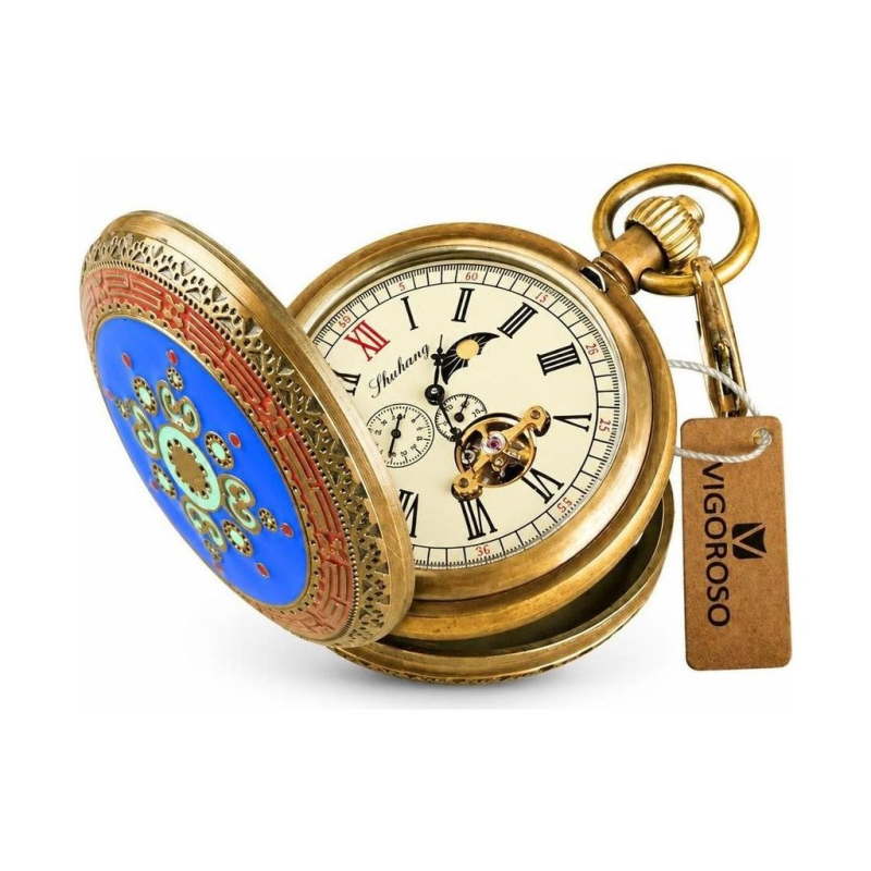 Doppelte Kupfer-Taschenuhr mit Mondphase