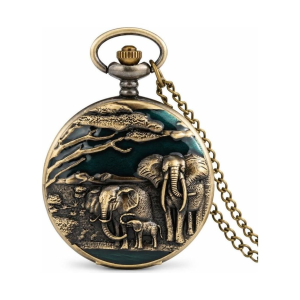 Elefanten-Taschenuhr mit Bronze-Finish