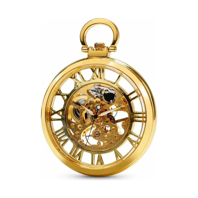 Goldene Skelett-Taschenuhr mit Handaufzug