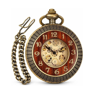 Halbjäger-Taschenuhr in Bronze mit römischen Ziffern