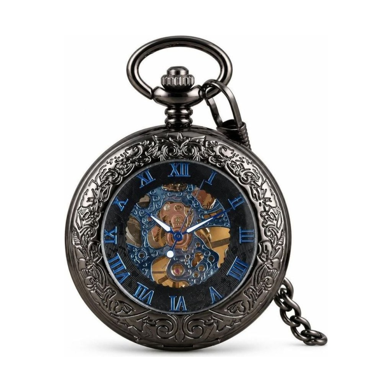 Mechanische Half-Hunter-Taschenuhr mit römischen Ziffern