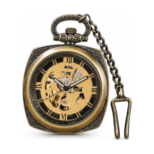 Mechanische Skelett-Taschenuhr mit FOB-Kette