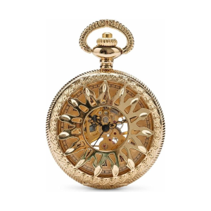 Mechanische Skelett-Taschenuhr mit goldfarbenem Gehäuse