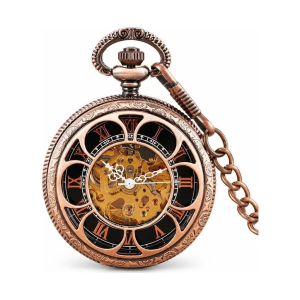 Mechanische Skelett-Taschenuhr mit Kette