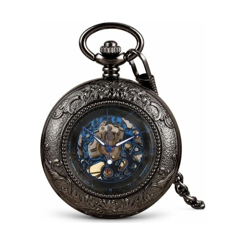 Mechanische Skelett-Taschenuhr mit römischen Zahlen