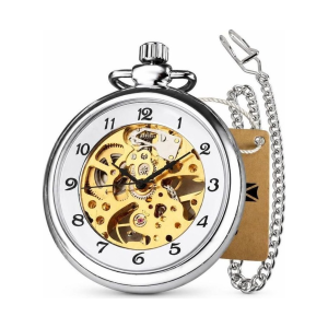 Mechanische Steampunk-Taschenuhr mit offenem Skelettzifferblatt