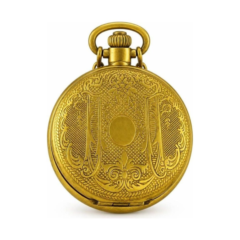 Mechanische Taschenuhr mit Blumenmuster aus Kupfer