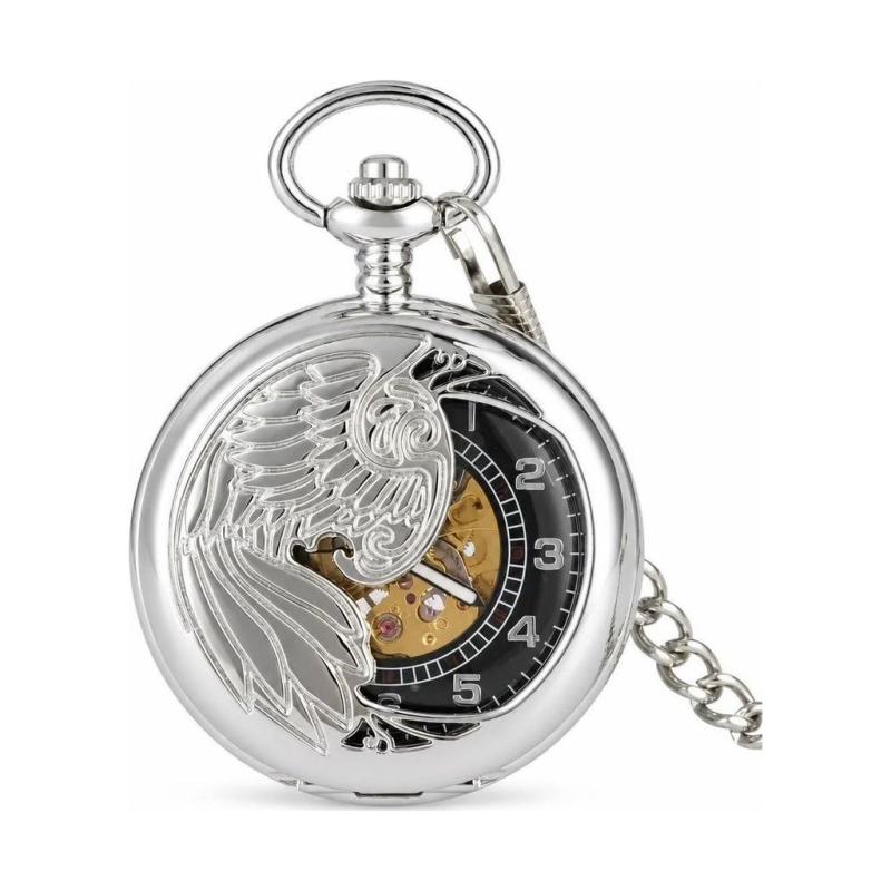 Mechanische Taschenuhr mit durchbrochenem Phönix