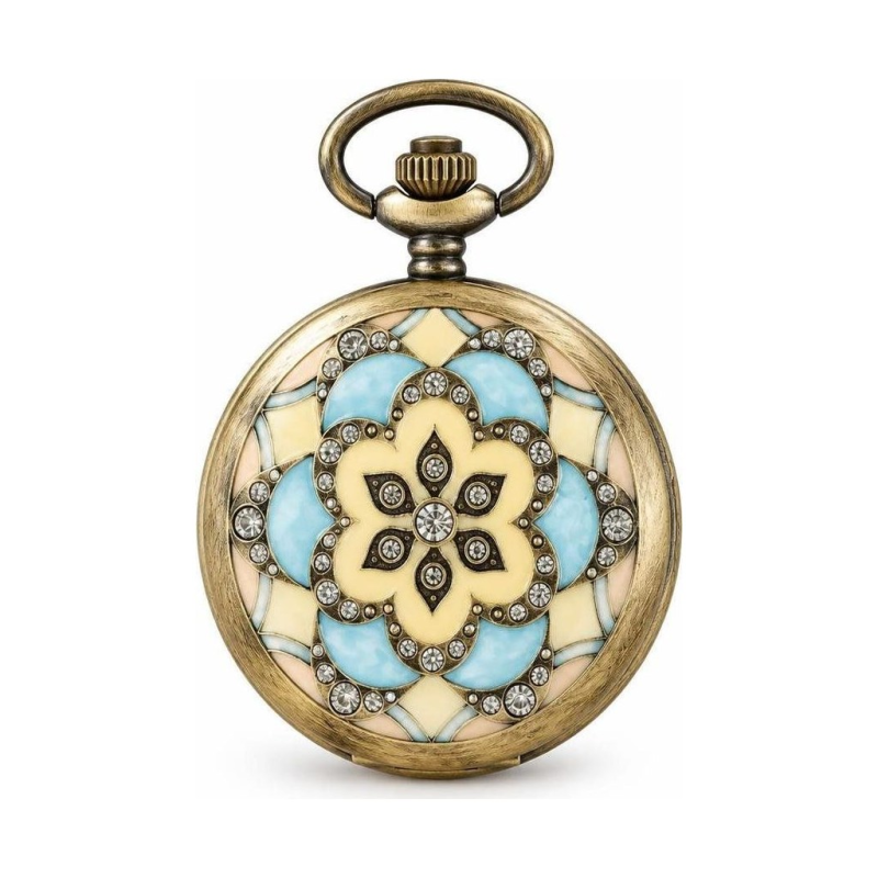 Mechanische Taschenuhr mit floralem Zifferblatt