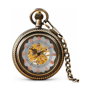Mechanische Taschenuhr mit sichtbarem Uhrwerk im Antikstil