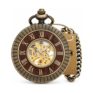 Mechanische Vintage-Taschenuhr mit römischen Ziffern — Gold