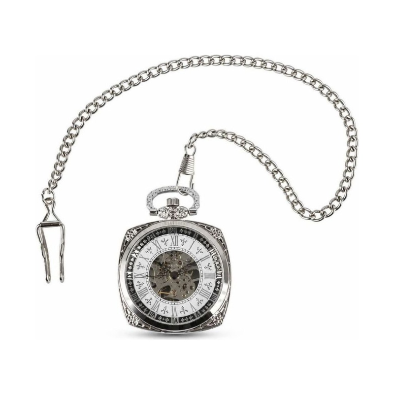 Quadratische mechanische Skelett-Taschenuhr