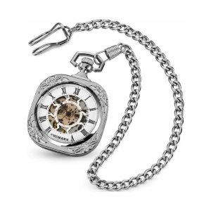 Quadratische mechanische Taschenuhr mit offenem Zifferblatt