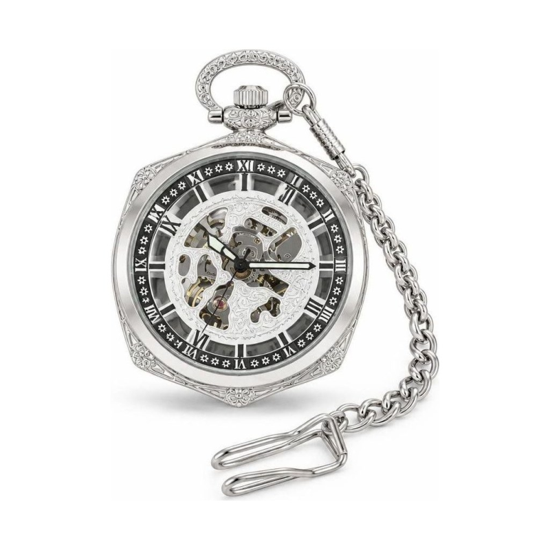 Quadratische Skelett-Taschenuhr mit Handaufzug