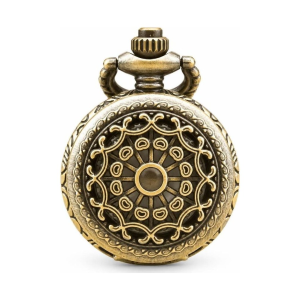 Quarz-Taschenuhr in Bronze mit durchbrochenem Deckel