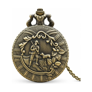 Quarz-Taschenuhr mit Hundemotiv im Vintage-Stil