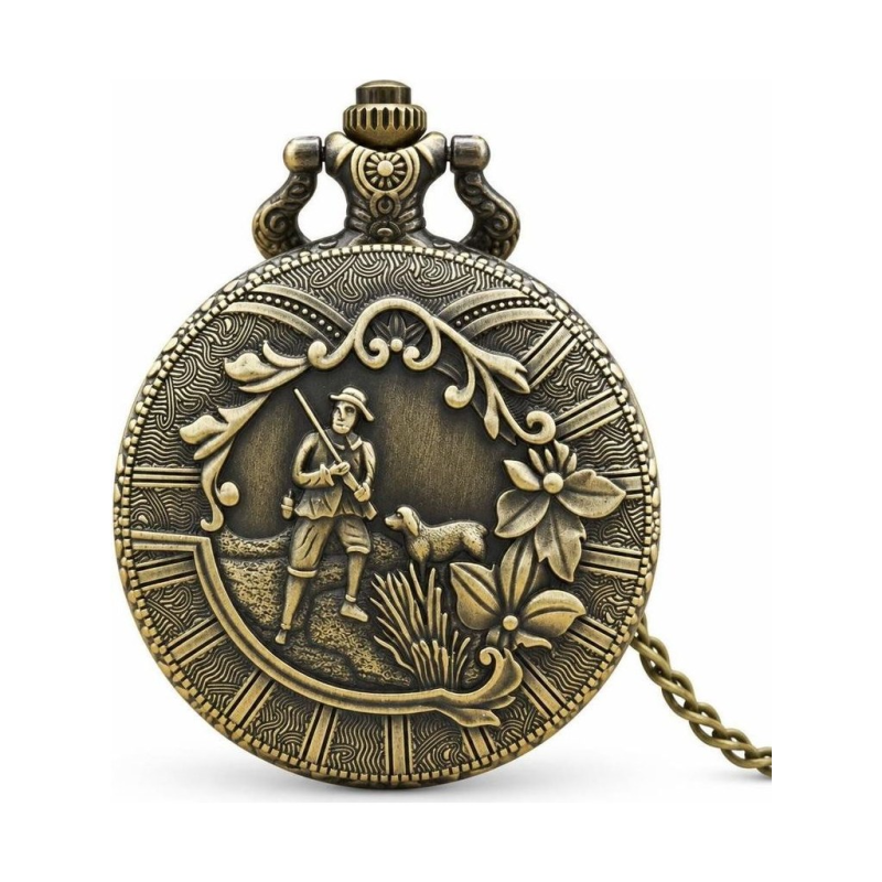 Quarz-Taschenuhr mit Hundemotiv im Vintage-Stil