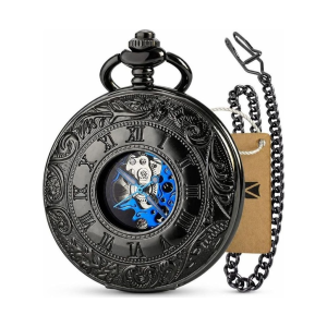 Schwarze doppelte Jäger-Taschenuhr mit Handaufzug