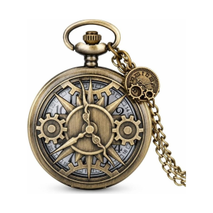 Skelett-Taschenuhr mit Quarzwerk und offenem Zifferblatt