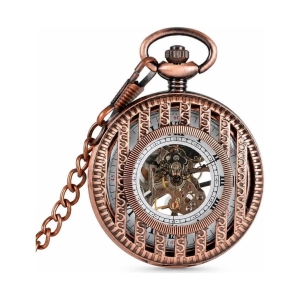 Skelett-Taschenuhr mit römischen Zahlen — Silberfarben