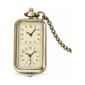 Steampunk-Quarz-Taschenuhr mit zwei Zifferblättern