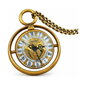 Steampunk-Taschenuhr aus Messing mit gewölbtem Glas