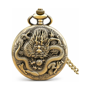 Steampunk-Taschenuhr mit Drachenmotiv und Quarzwerk