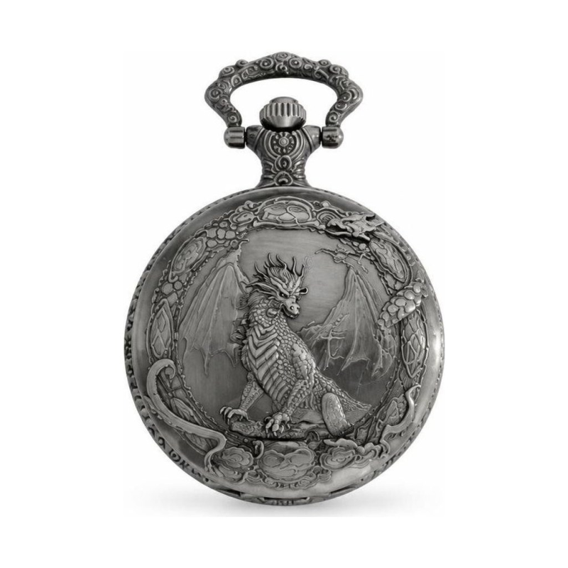 Steampunk-Taschenuhr mit Drachenrelief — Bronze