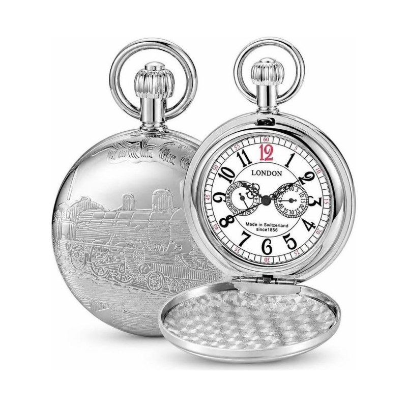 Steampunk-Taschenuhr mit Lokomotive