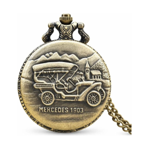 Steampunk-Taschenuhr mit Oldtimer im Relief