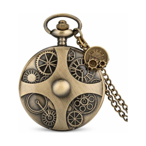 Steampunk-Taschenuhr mit Quarzwerk und Kette