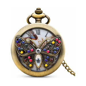 Steampunk-Taschenuhr mit Schmetterling und Klappdeckel