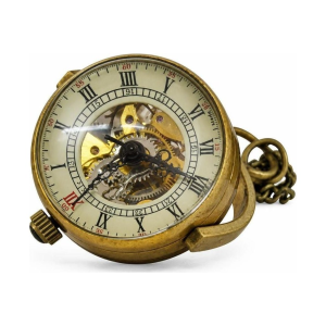 Steampunk-Taschenuhr mit Skelettzifferblatt