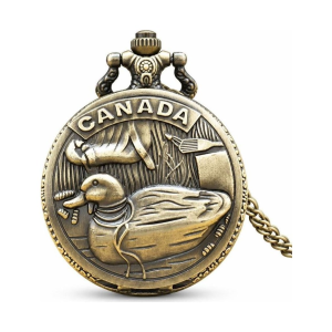 Taschenuhr aus Bronze mit Ente und Quarzwerk