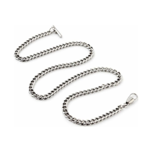 Taschenuhrkette aus Metall mit T-Bügel — Silberfarben