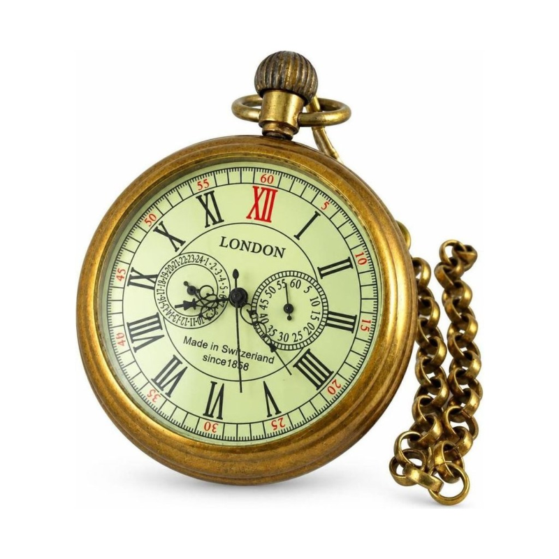 Vintage-Taschenuhr aus Kupfer mit römischen Ziffern